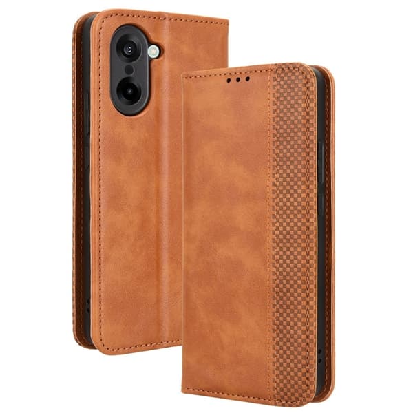 OnePlus Nord CE5 5G Plånboksfodral Retro Texture Konstläder Brun