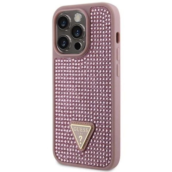 Guess iPhone 14 Pro Mobilskal Rhinestone Triangle - Rosa