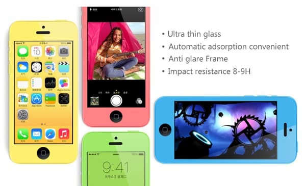 Värillinen karkaistu lasinen näytönsuoja Apple iPhone 4S punainen Red