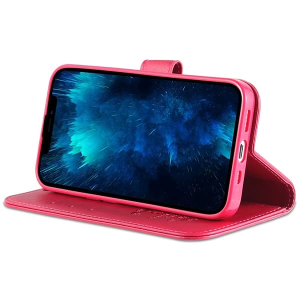 AZNS iPhone 14 Pro Max Plånboksfodral i Konstläder - Röd