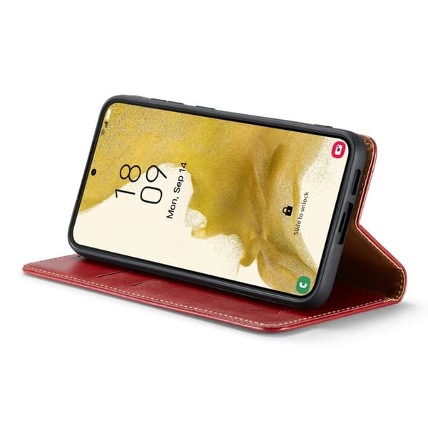 FIERRE SHANN för Samsung Galaxy S24 Plånboksfodral Konstläder - Röd