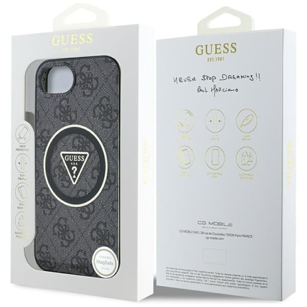 Guess Telefontaske til iPhone 16e Magsafe Metal Glitter - Sort Svart