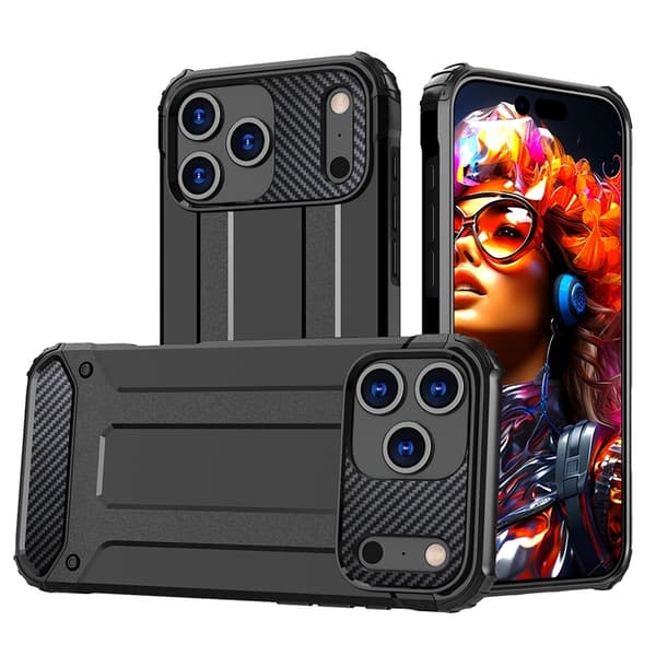 Telefontaske til iPhone 17 Pro Max Hybrid Armor - Sort Svart