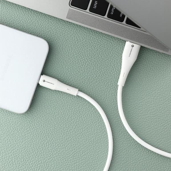 FORCELL USB-A till USB-C 66W Kabel 3A 1m QC4.0 Silikon C342 - Vit Vit