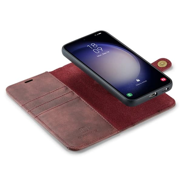 DG.MING Samsung Galaxy S25+ Plånboksfodral Äkta läderRöd