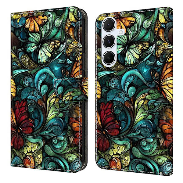 Galaxy A17/A26 Plånboksfodral Konstläder Pattern Printing Grön