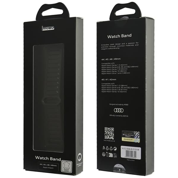 Audi Apple Watch 44/45/46/49mm Armbånd Magnetisk Ring - Sort Svart