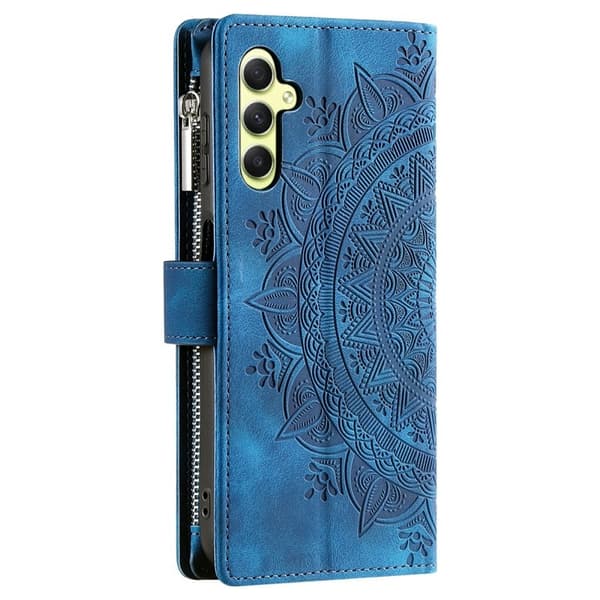 Samsung Galaxy S26 Plånboksfodral Mandala Blommönster Konstläder - Blå
