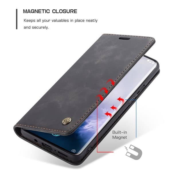 CASEME 013 Mobilskal för OnePlus 7 Pro Plånboksfodral Svart