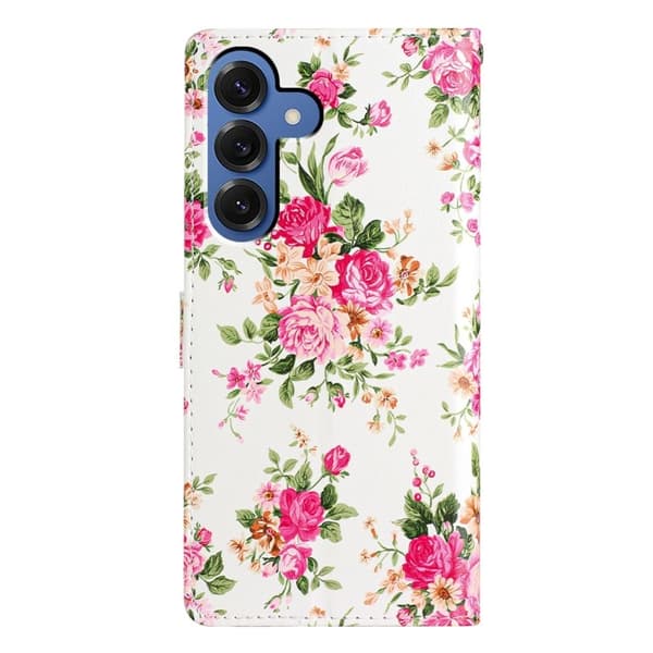 Samsung Galaxy S26 Plus Plånboksfodral Konstläder Ställ Röda Blommor