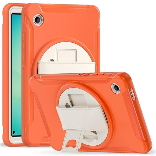 Mobilskal till Galaxy Tab A11 Rotary Kickstand med Handrem Orange