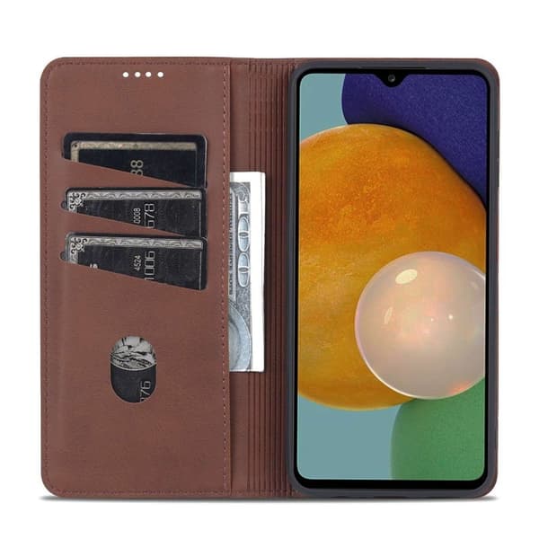 AZNS Samsung Galaxy A14 5G Plånboksfodral Konstläder - Brun