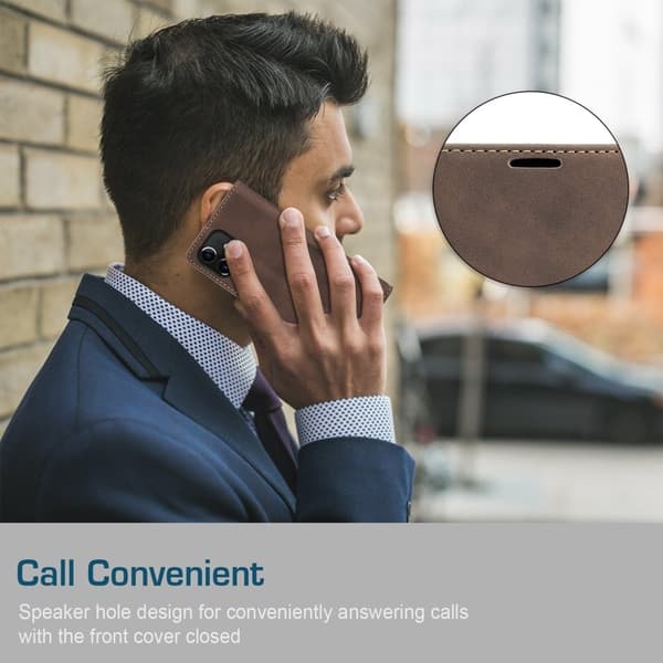 CASEME 013 Mobilskal till iPhone 12 Pro Konstläder Ställ Flip Brun