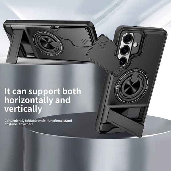 Mobilskal till Galaxy S26/S26 Pro med Camera Lens Slider Ringhållare - Silver Silver