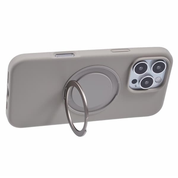 X-LEVEL Mobilskal till iPhone 16 Pro MagSafe Rotbart Ställ Flytande Silikon Grå