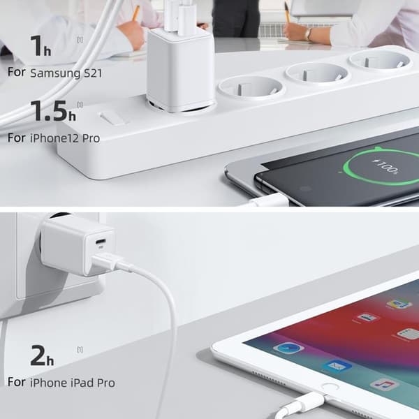 SiGN Mini Snabbladdare USB & USB-C PD & Q.C3.0. 3A 30W - Vit Vit