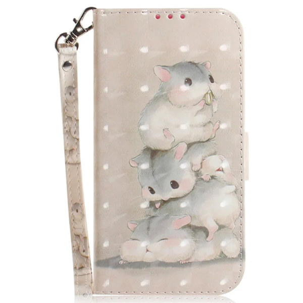 Sony Xperia 10 VI Konstläder Plånboksfodral 3D Pattern - Squirrels Beige
