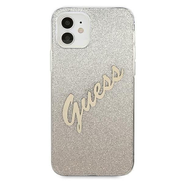 Guess Skal iPhone 12 Mini Glitter Gradient Script - Kulta Yellow