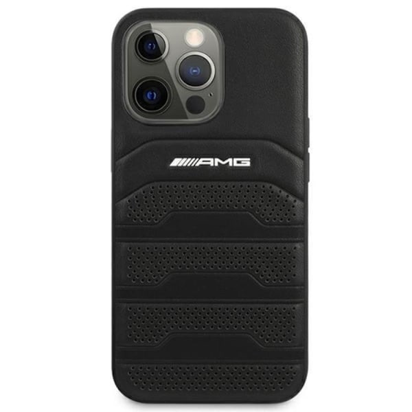 AMG iPhone 14 Pro Skal Läder Debossed Lines - Svart Svart