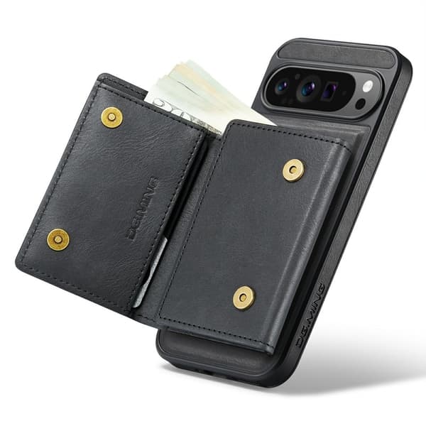 DG.MING M6 Series Konstläder Plånboksfodral för Google Pixel 9 Pro XL - Svart