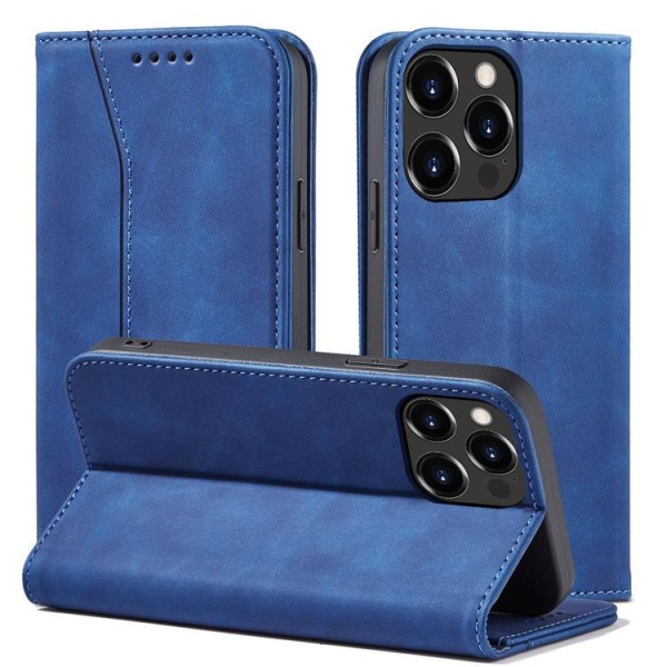 iPhone 12 Pro Wallet Case Magnet Fancy - Blå
