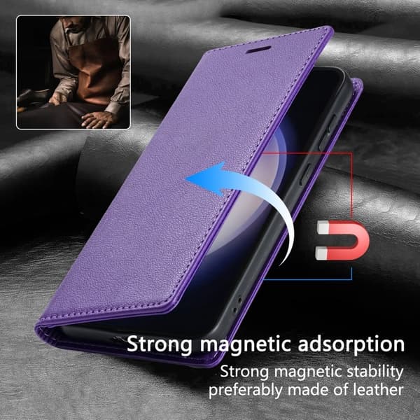 Samsung Galaxy S26 Plus Plånboksfodral Magnetisk Stängning Konstläder - Lila