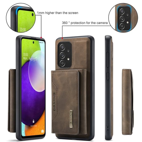 DG.MING Konstläder Plånboksfodral för Samsung Galaxy A52s 5G - Brun
