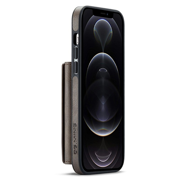 DG.MING iPhone 12/12 Pro Konstläder Plånboksfodral Tri-fold Brun