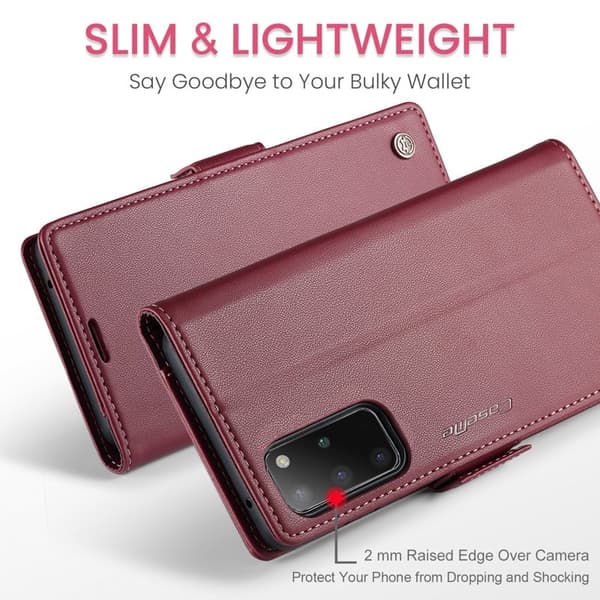 CASEME Plånboksfodral Konstläder för Samsung Galaxy S20 Plus - Röd