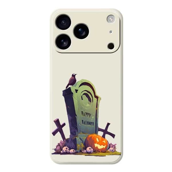 Mobilskal till iPhone 17 Pro med Halloween Tombstone Pattern - Beige Beige