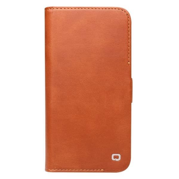 QIALINO iPhone 13 Pro Plånboksfodral Äka Läder Flip Folio Brun