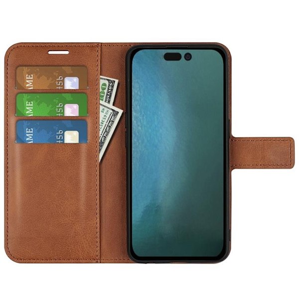 Flip Folio iPhone 14 Pro lompakkokotelo - Ruskea Brun