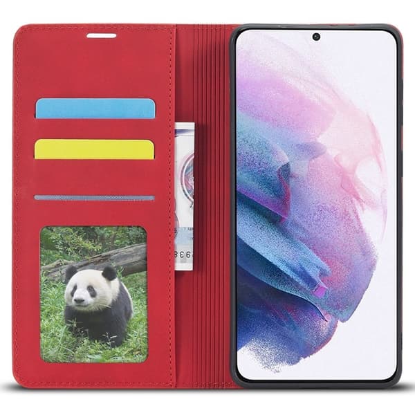 FORWENW Galaxy S22+ Plånboksfodral i Konstläder - Röd