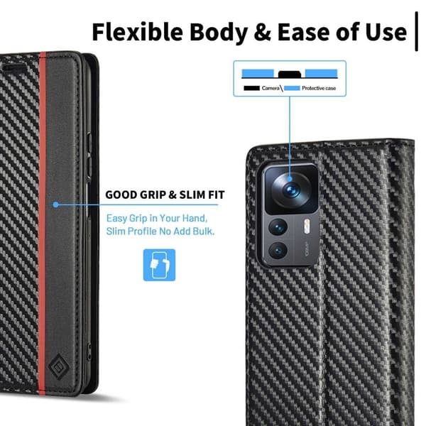 LC.IMEEKE Plånboksfodral för Xiaomi 12T 5G - Konstläder - Vit