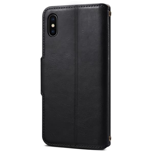 DENIOR iPhone X / XS Plånboksfodral Konstläder Kortfickor Svart