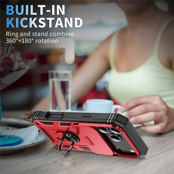 Mobilskal till iPhone 17 Pro Slide Camshield Kickstand - Röd Röd