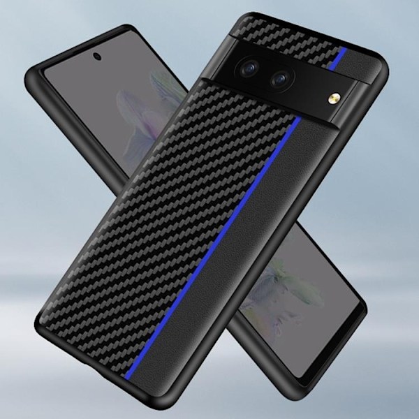 Google Pixel 7 Skal Carbon Fiber PU-Läder - Svart/Röd Svart