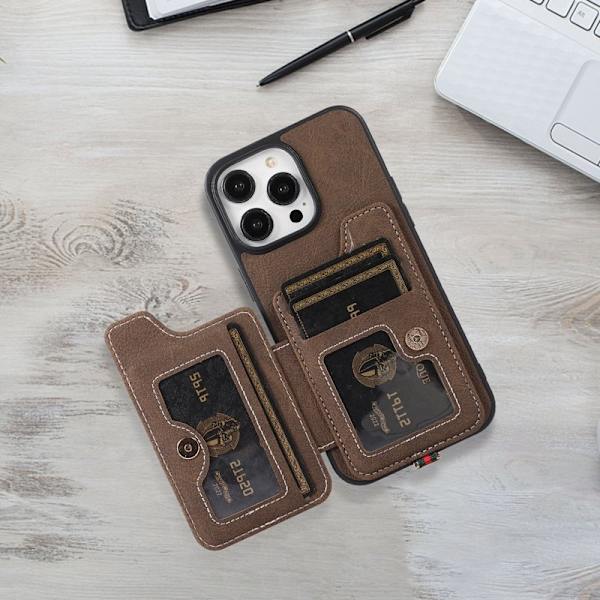 ABEEL Style 01 Mobilskal till iPhone 15 Plus Litchi Textur Khaki