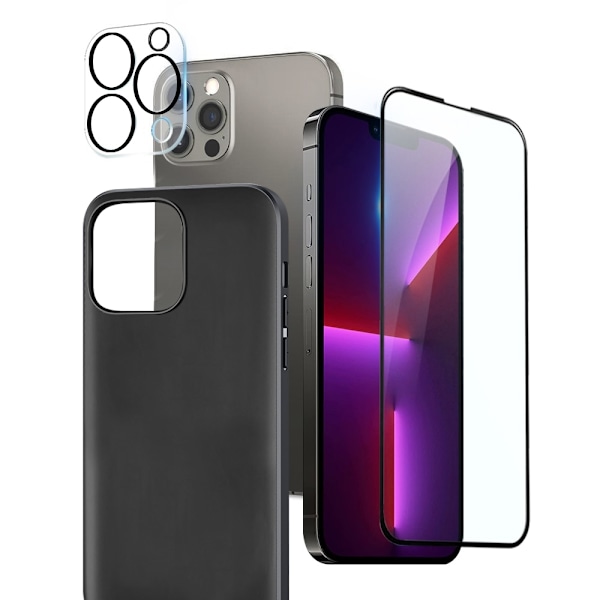 [3-PACK] BOOM iPhone 14 Pro Skal Kameralinsskydd i Härdat glas Svart Svart