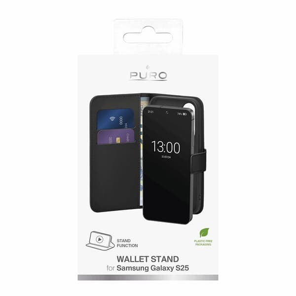 Puro Galaxy S25 Pung Taske Med Flip - Sort Black