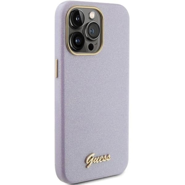 Guess iPhone 15 Pro Max Mobilskal Glitter Glossy Script - Lilla Lila