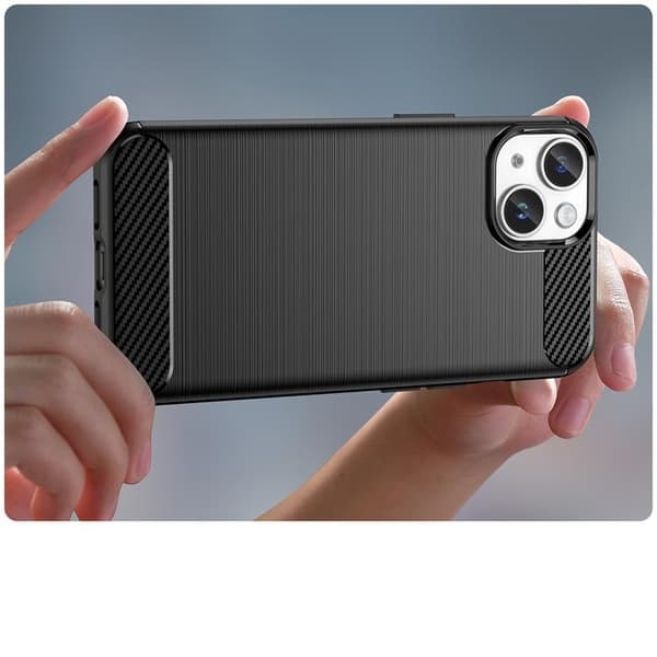 iPhone 14 Plus Skal Carbon Fleksibel Gel - Sort Black