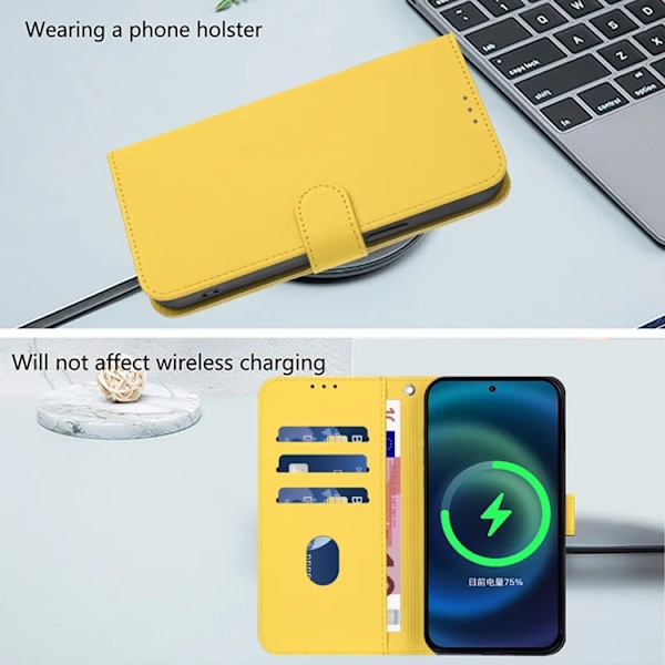 Sony Xperia 10 VII Plånboksfodral Solid Color Konstläder - Lemon Gul