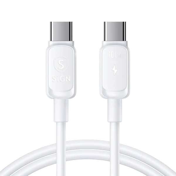 SiGN USB-C till USB-C -kaapeli 3m 100W - Valkoinen Vit