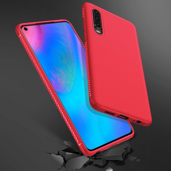 Twill Texture Flexicase Skal till Huawei P30 - Röd Röd