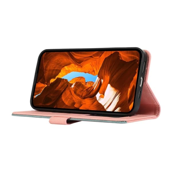 ABEEL Galaxy S22 5G Plånboksfodral RFID-Skydd Konstläder Rosa