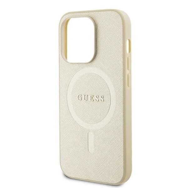 Guess Mobilskal till iPhone 15 Pro Max Magsafe Saffiano - Guld