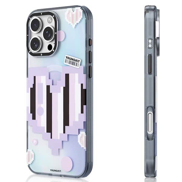 Youngkit Mobilskal till iPhone 16 Pro Max Magsafe Pixel Heart - Lila Lila