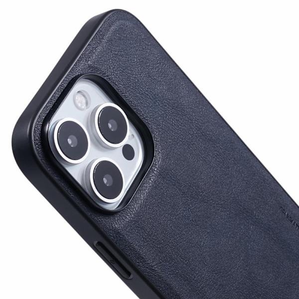 X-LEVEL Bojue-3 Mobilskal till iPhone 16 Pro Max i Läder - Blå
