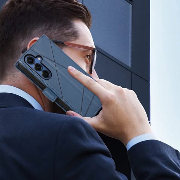 Plånboksfodral för Samsung Galaxy S26 Konstläder med handledsrem - Blå